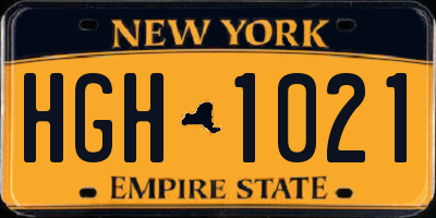 NY license plate HGH1021