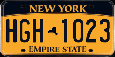NY license plate HGH1023