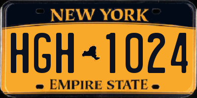 NY license plate HGH1024