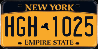 NY license plate HGH1025