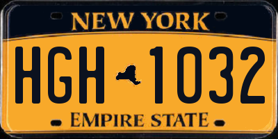 NY license plate HGH1032