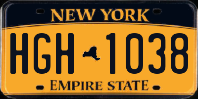 NY license plate HGH1038