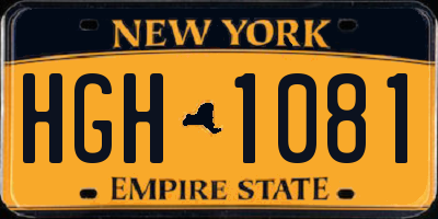 NY license plate HGH1081