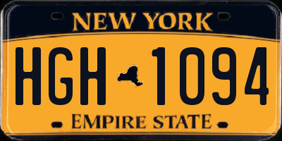 NY license plate HGH1094