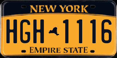 NY license plate HGH1116