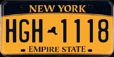 NY license plate HGH1118