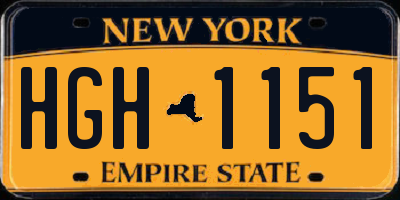 NY license plate HGH1151