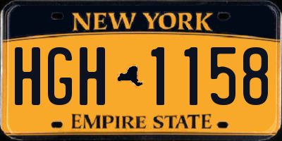 NY license plate HGH1158