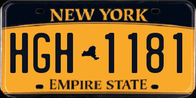 NY license plate HGH1181