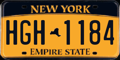 NY license plate HGH1184