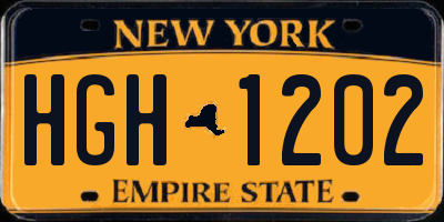 NY license plate HGH1202