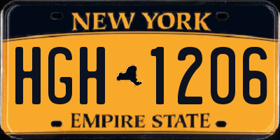 NY license plate HGH1206