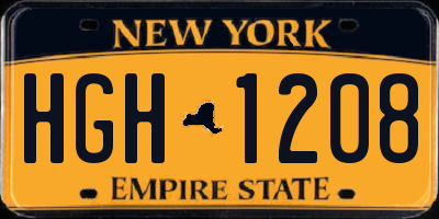 NY license plate HGH1208