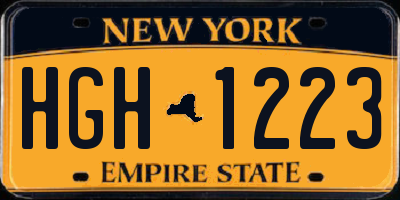 NY license plate HGH1223