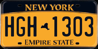 NY license plate HGH1303