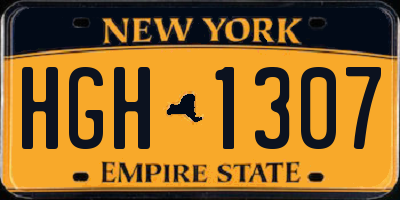 NY license plate HGH1307