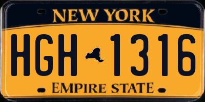 NY license plate HGH1316