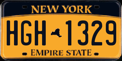 NY license plate HGH1329