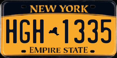 NY license plate HGH1335