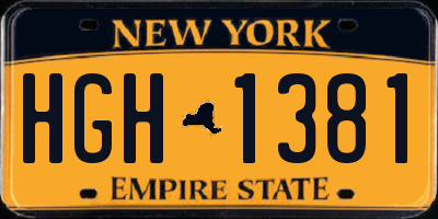 NY license plate HGH1381