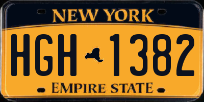 NY license plate HGH1382