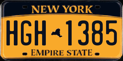 NY license plate HGH1385