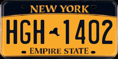 NY license plate HGH1402