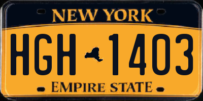 NY license plate HGH1403