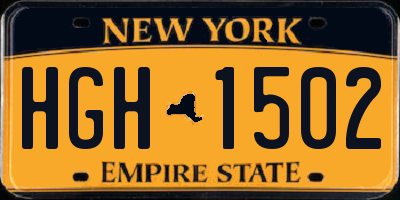 NY license plate HGH1502