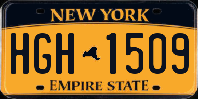 NY license plate HGH1509