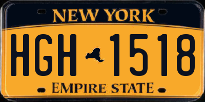 NY license plate HGH1518