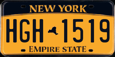 NY license plate HGH1519