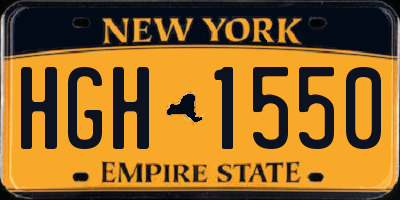 NY license plate HGH1550