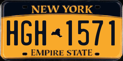 NY license plate HGH1571