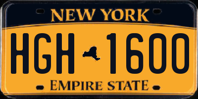 NY license plate HGH1600