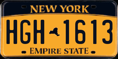 NY license plate HGH1613