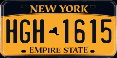 NY license plate HGH1615