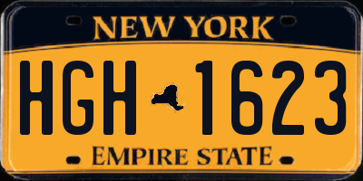 NY license plate HGH1623