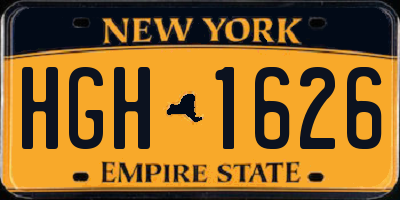 NY license plate HGH1626