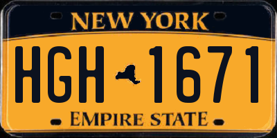 NY license plate HGH1671