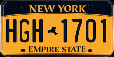 NY license plate HGH1701