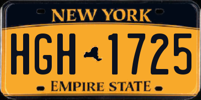 NY license plate HGH1725