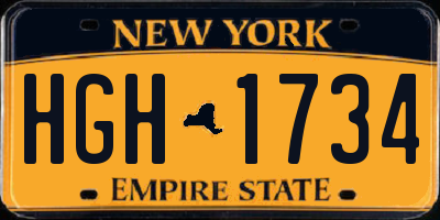 NY license plate HGH1734