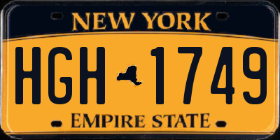 NY license plate HGH1749