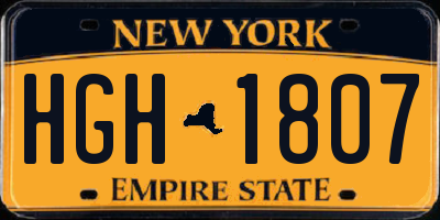 NY license plate HGH1807