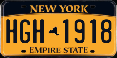 NY license plate HGH1918