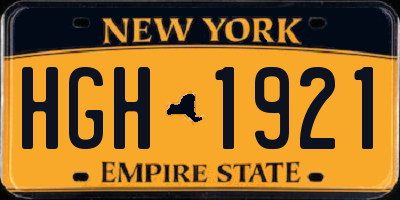 NY license plate HGH1921