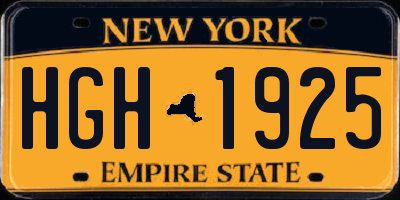 NY license plate HGH1925