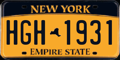 NY license plate HGH1931