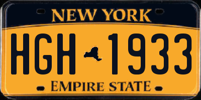 NY license plate HGH1933